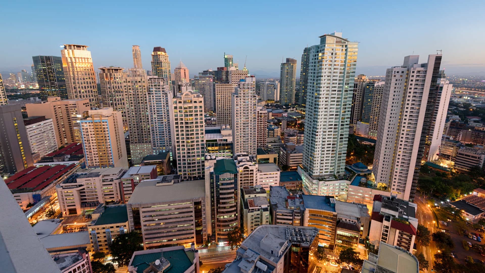 Makati City skyline at dusk